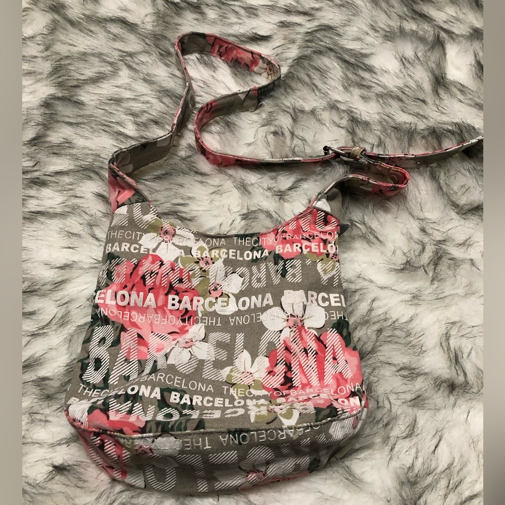 Robin Ruth Canvas Rose Barcelona Crossbody Bag
